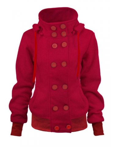Solid Color High Neck Button Coats
